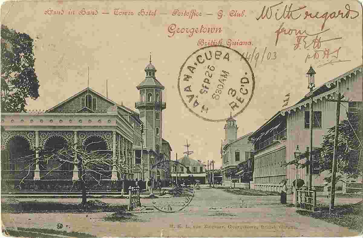 Georgetown. New North Street - Tower Hotel, Post Office, Club, 1903