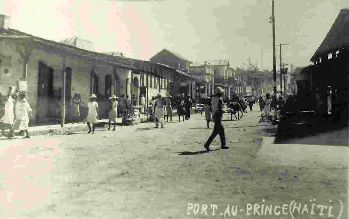 Port-au-Prince. Panorama of town street, 1930