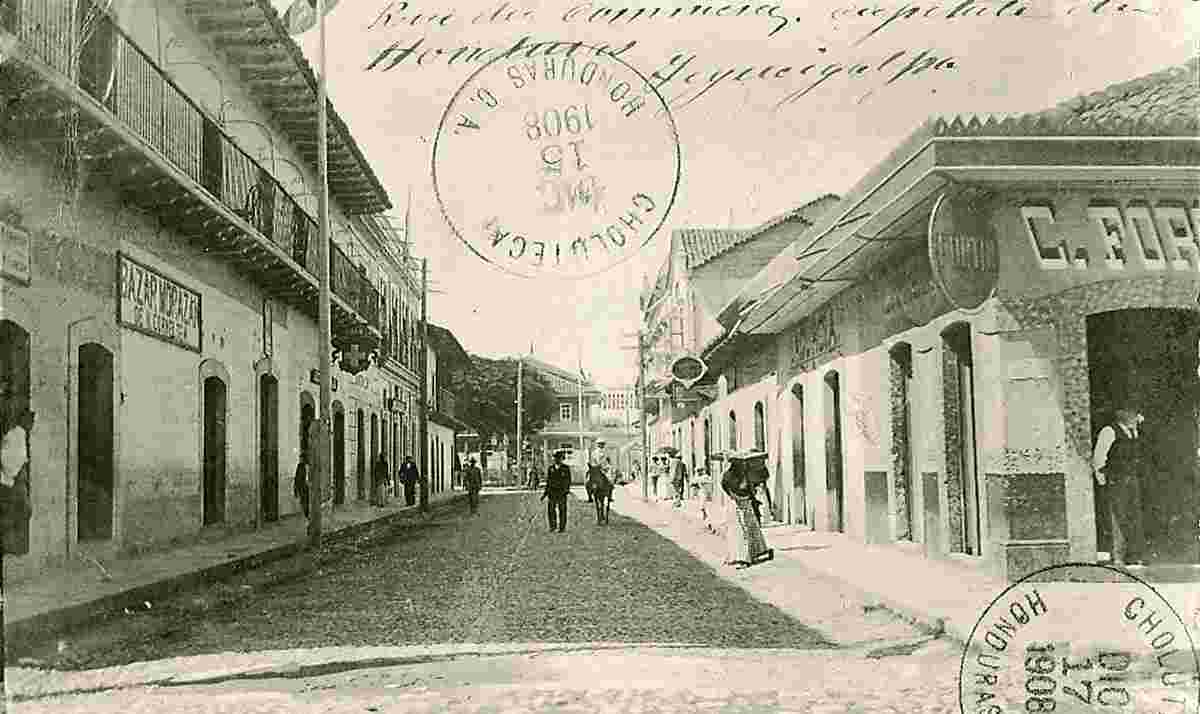 Tegucigalpa. Calle del Comercio - Commercial street, 1908