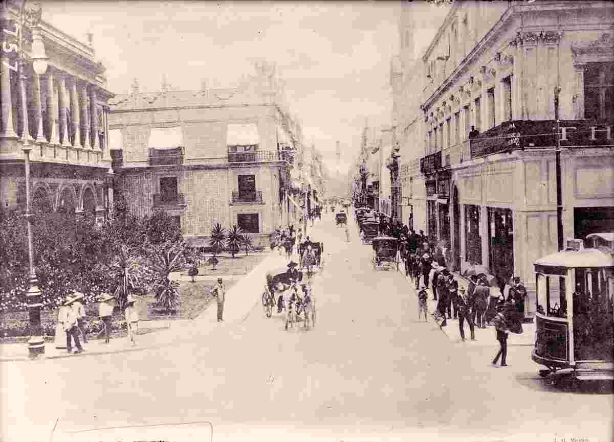 Mexico City. Panorama of the city street, 1911