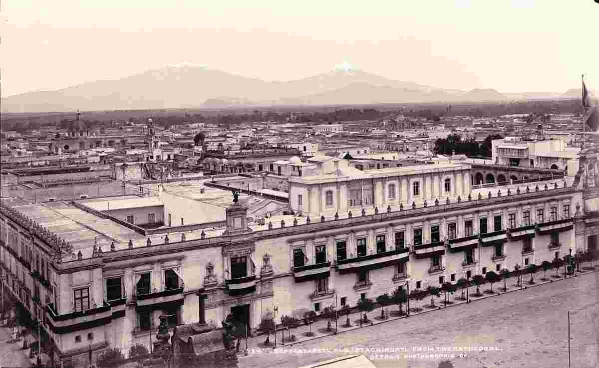 Mexico City. Panorama of National Palace from the cathedral, between 1880 and 1897