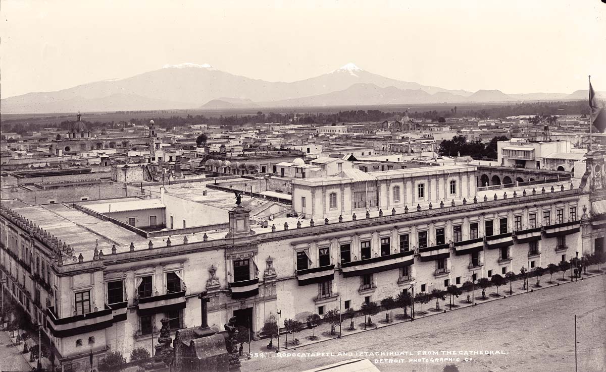 Mexico City. Panorama of National Palace from the cathedral, between 1880 and 1897