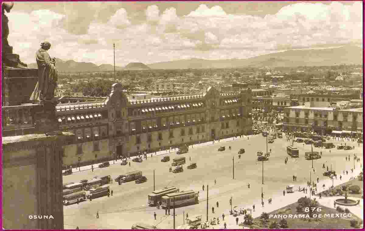 Mexico City. Panorama of Square in front of National Palace from Cathedral