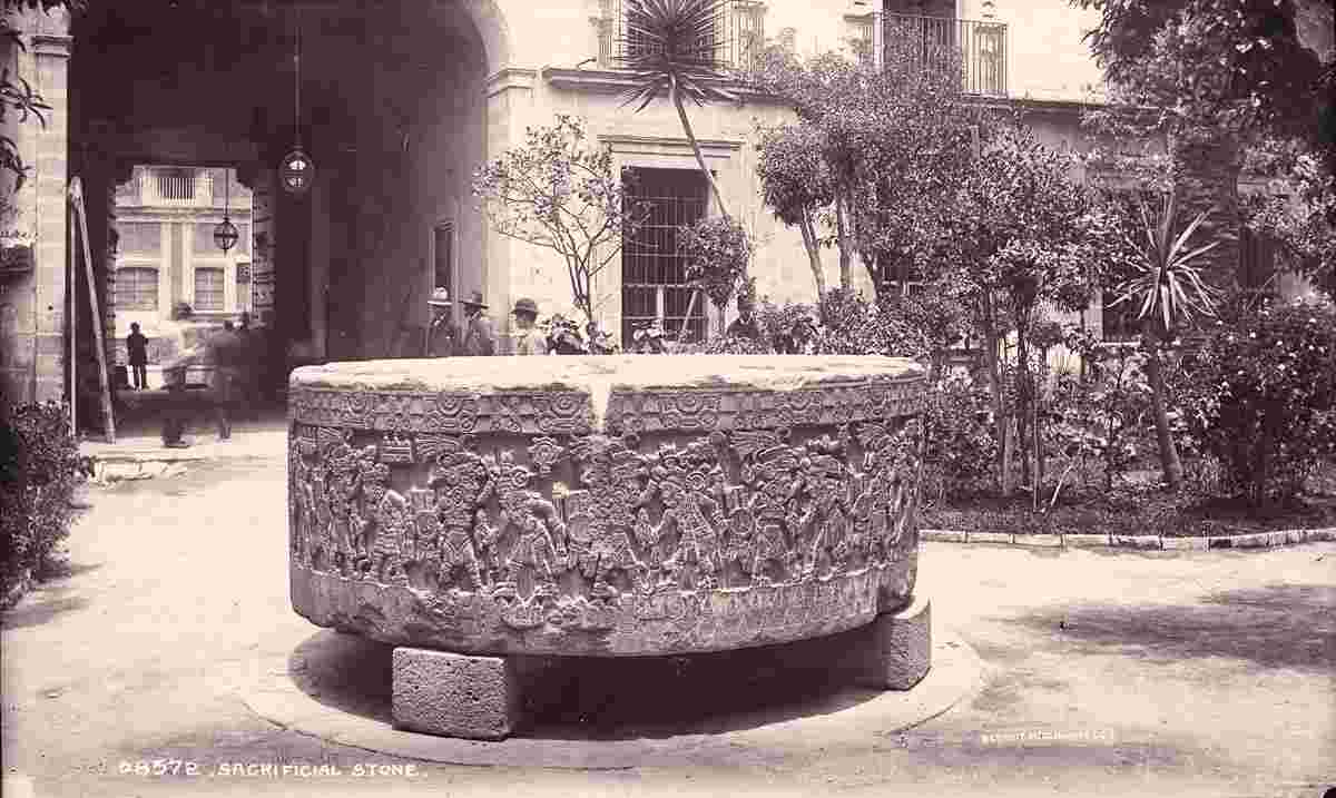 Mexico City. Sacrificial stone, circa 1890