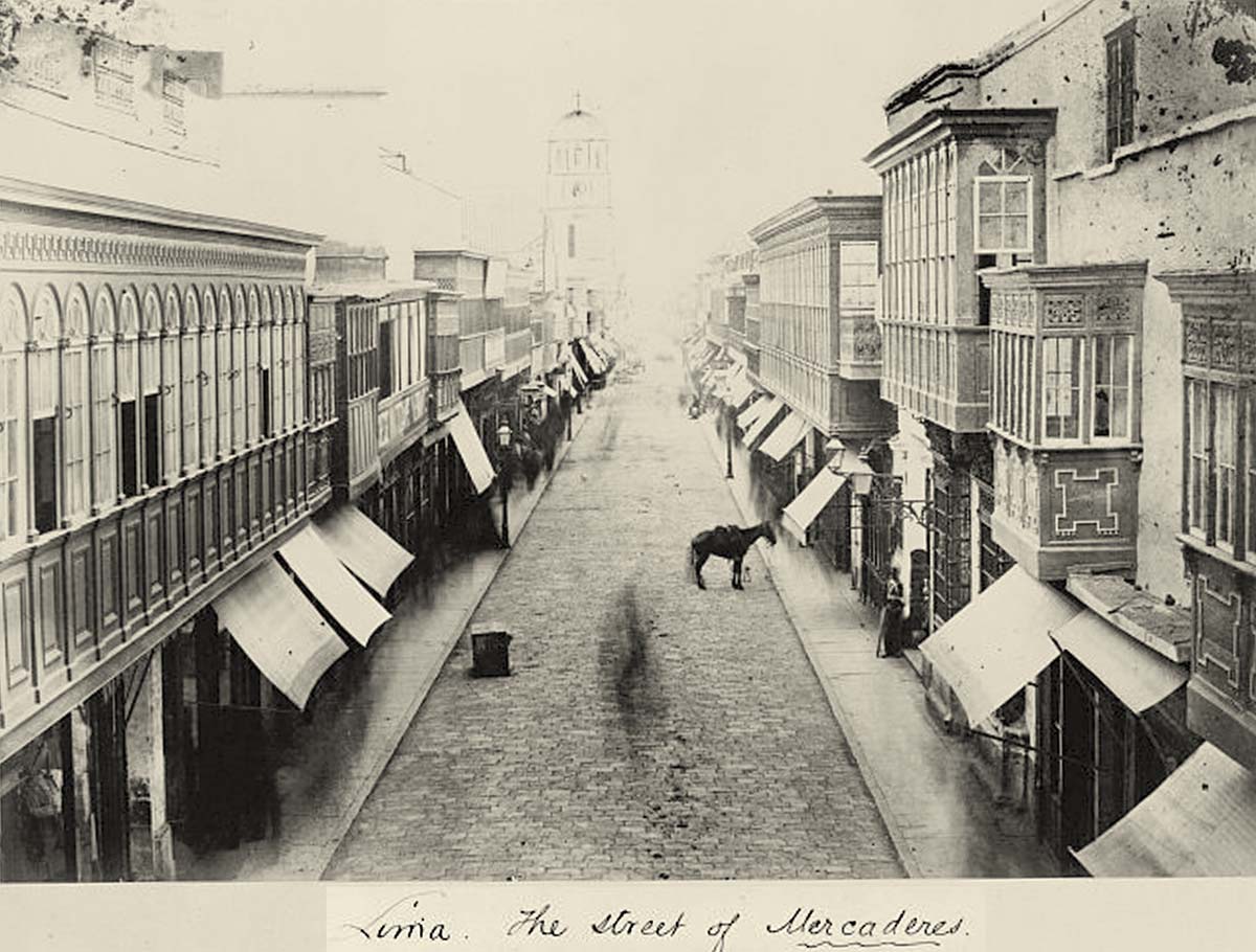 Lima. The street of Mercaderes, 1868