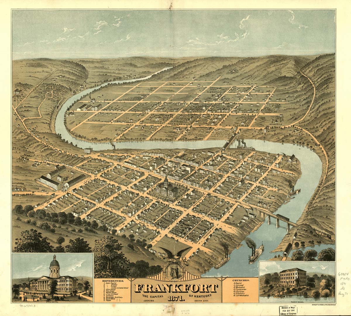 Frankfort. Old Map of Frankfort, 1871