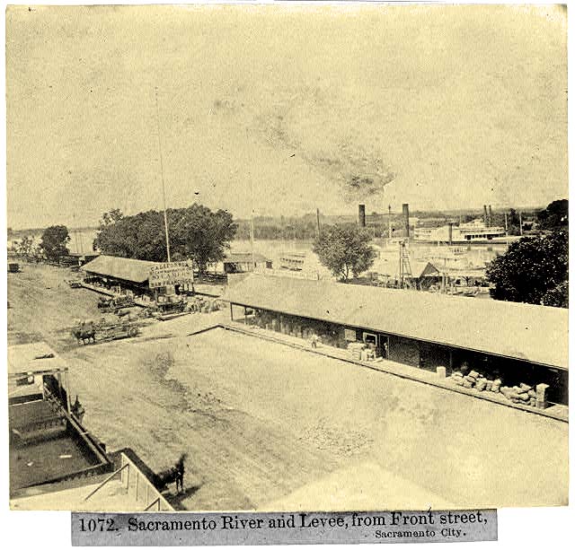 Sacramento. Sacramento River and Levee, from Front Street, 1866