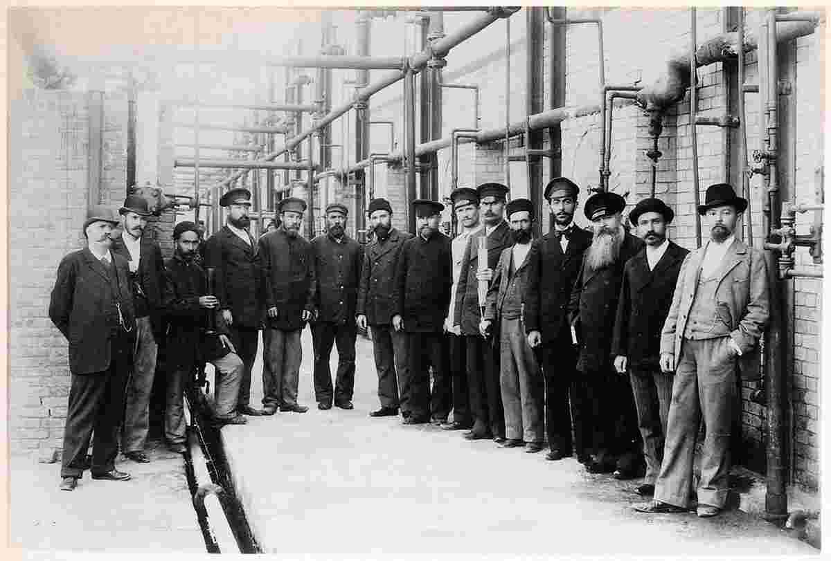 Baku. Employees at oil plant
