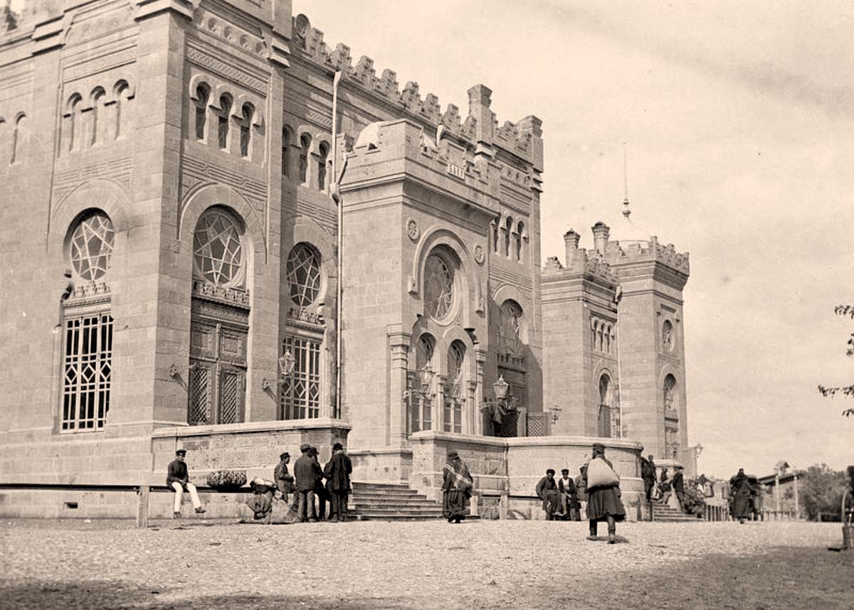 Baku. Main entrance of the Tiflis station of Baku of the Transcaucasian railway, 1890