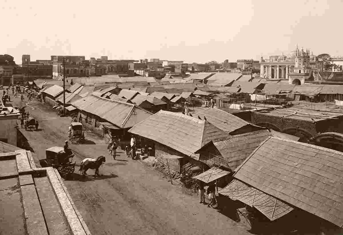 Dhaka. Chowk Bazaar, trade rows, 1904