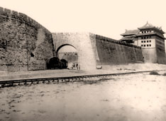 Beijing. Wall with Northeast corner tower, 1915