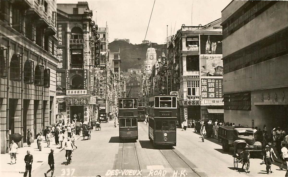 Hong Kong. Des Voeux Road, Tram, 1951