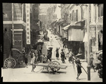 Hong Kong. Panorama of city street, circa 1895