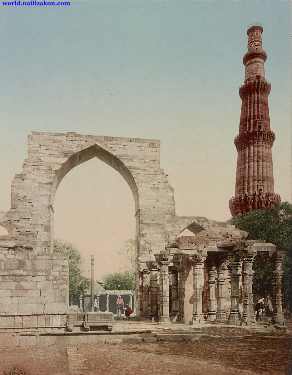 Delhi. Qutub (Qutb, Kutub) Minar, circa 1890