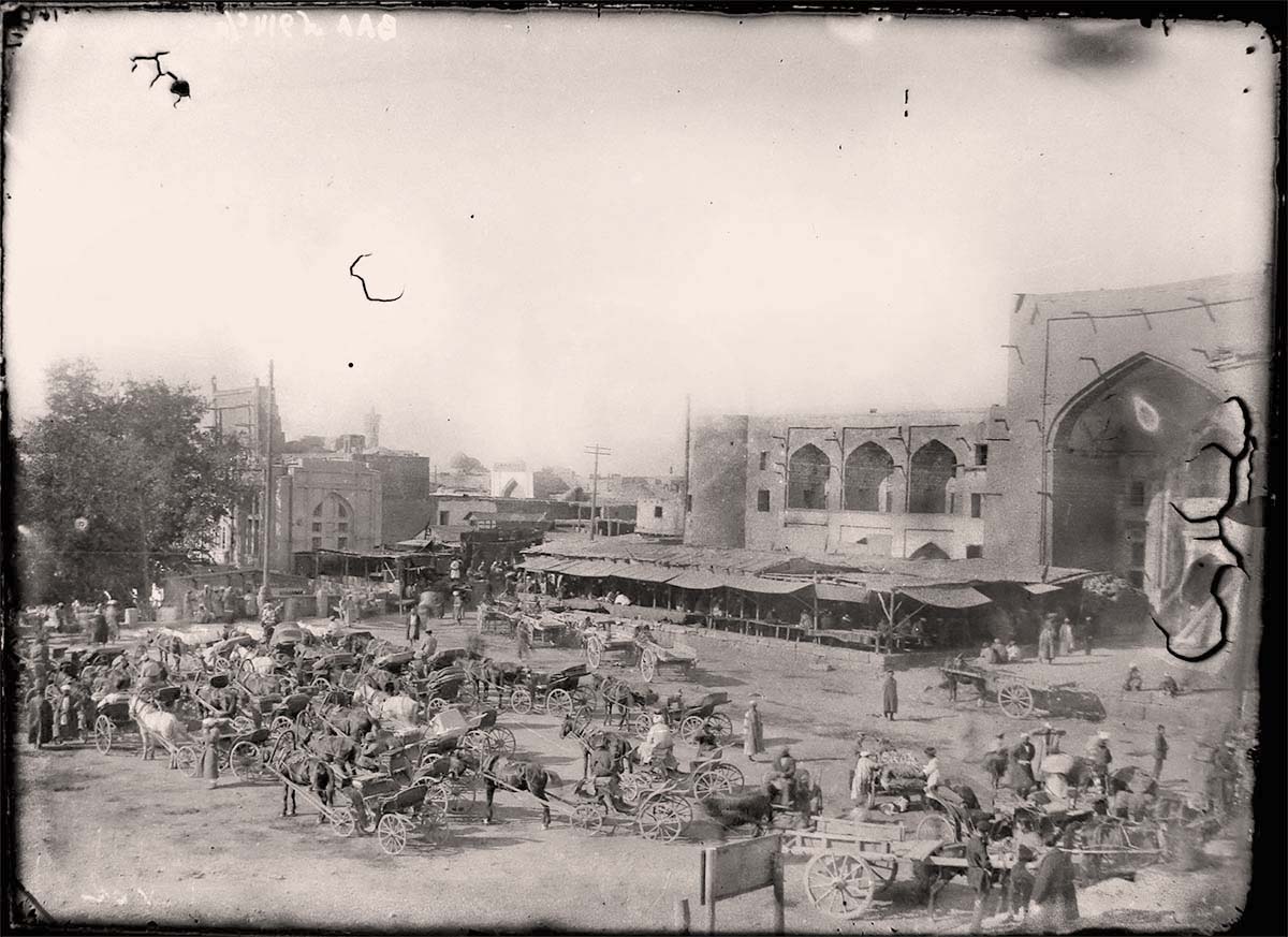Bukhara. Square near Lyabi-Hauz in front of Kukeldash Madrasah, 1929