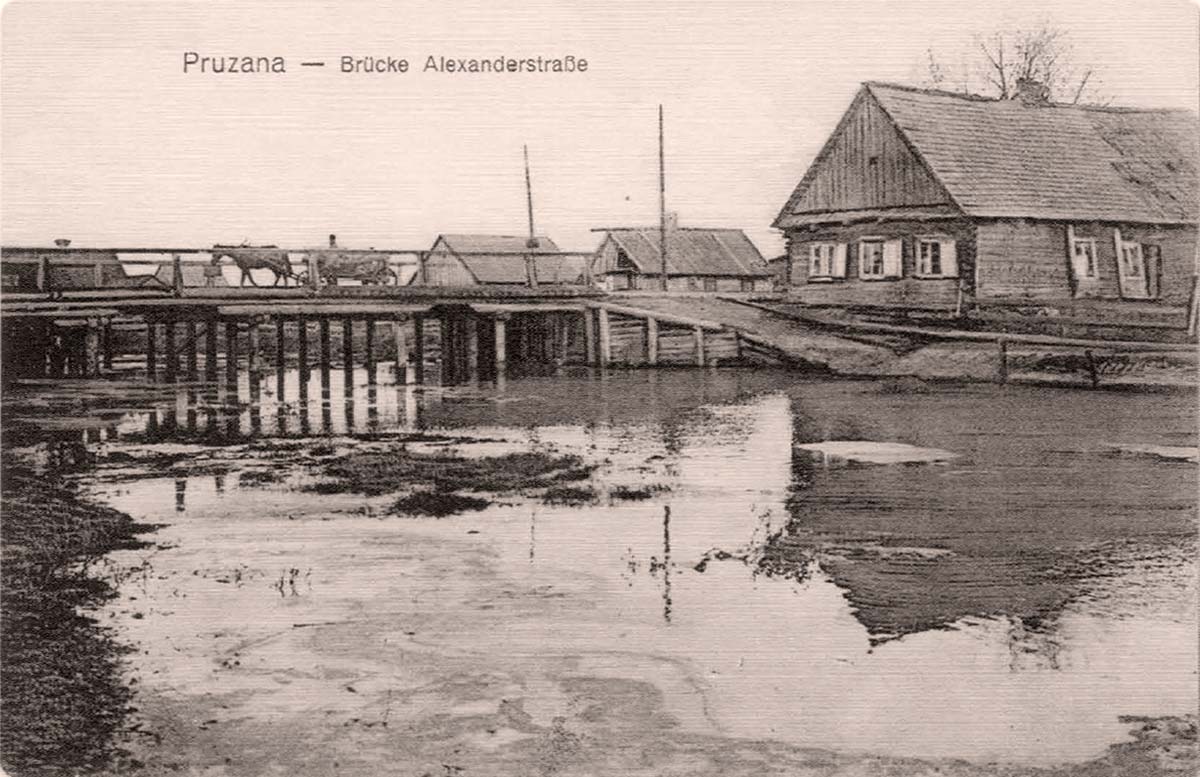 Pruzhany. Alexandrovskaya street, Bridge over the Mukhavets river, 1916
