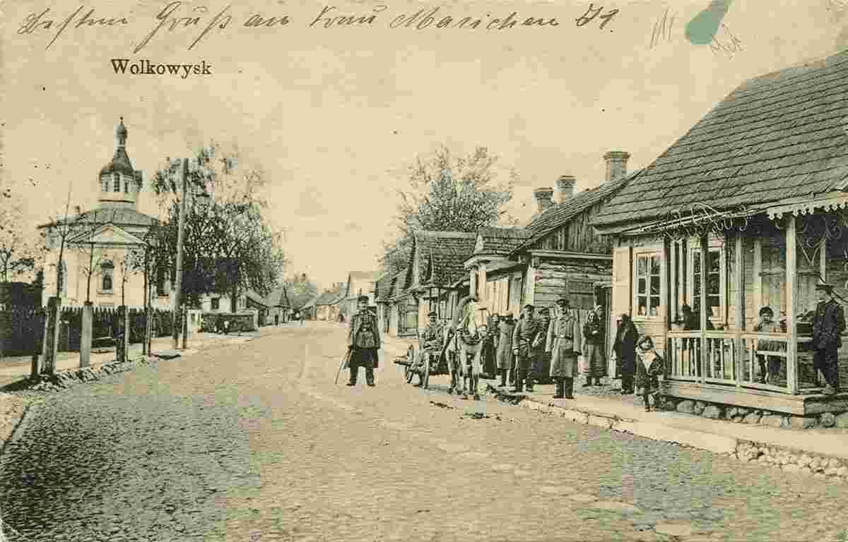 Vawkavysk. Wide Street, Church, 1915