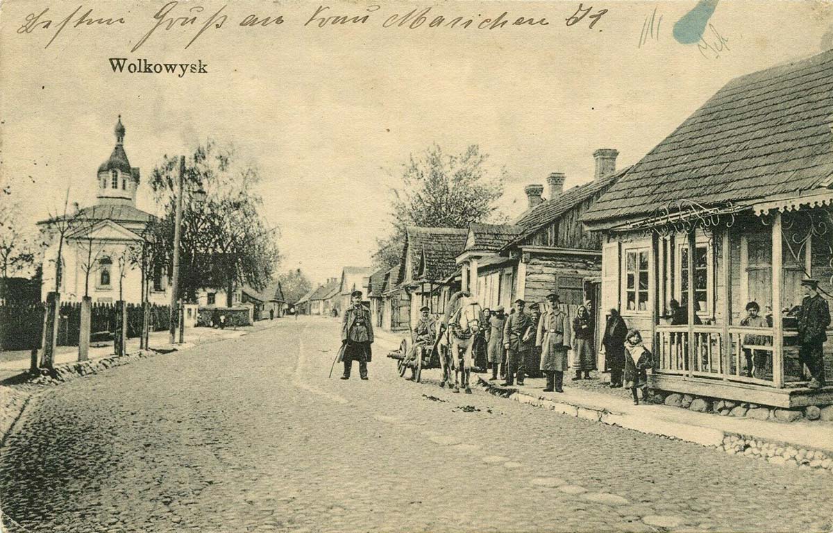 Vawkavysk. Wide Street, Church, 1915