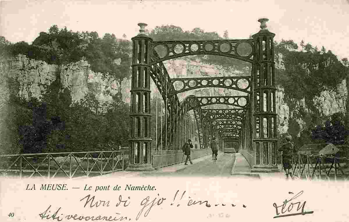 Andenne. Namèche - Le Pont à travers la Meuse, 1904