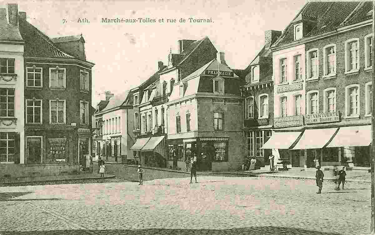 Ath. Marché aux Toiles et rue de Tournai, 1910