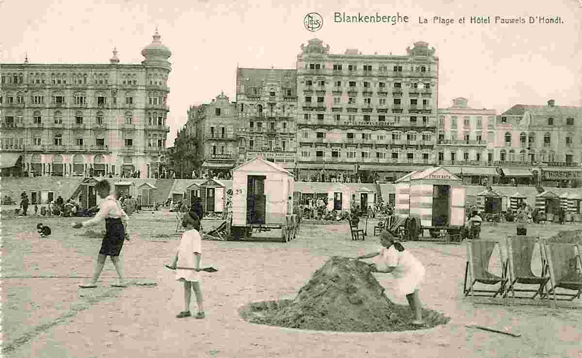 Blankenberge. La plage et Hôtel Pauwels D'Hondt