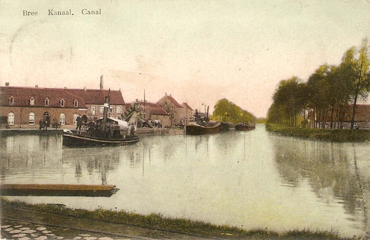 Brée (Bree). Canal avec le bateau, 1914