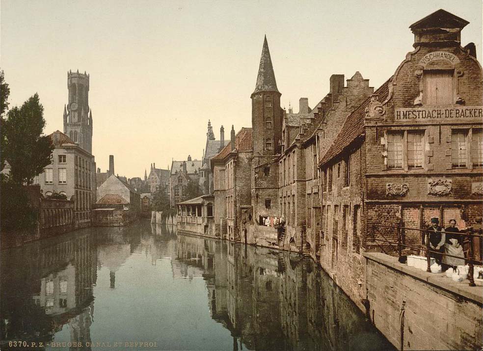 Bruges (Brugge). Canal et Beffroi, 1890