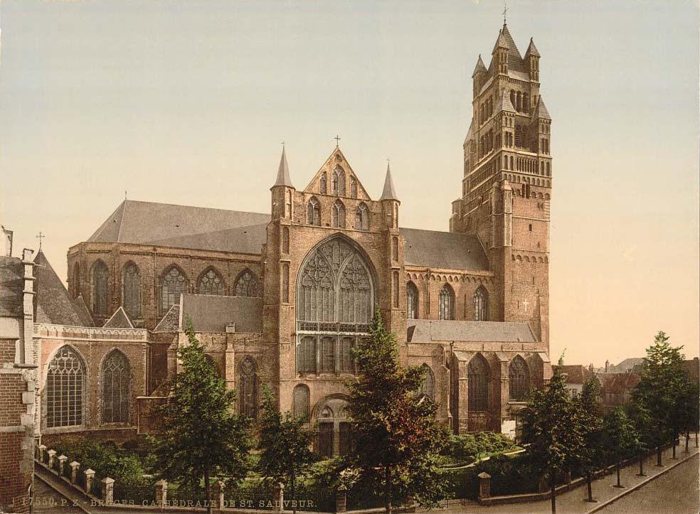 Bruges (Brugge). La cathédrale Saint-Sauveur, 1890
