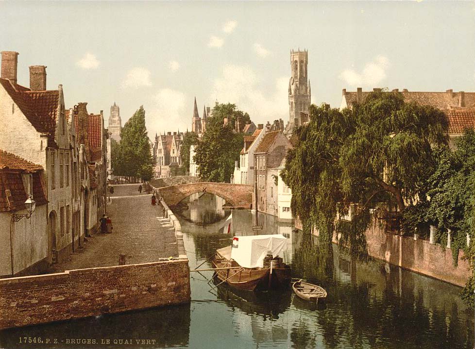 Bruges (Brugge). Le quai vert, 1890
