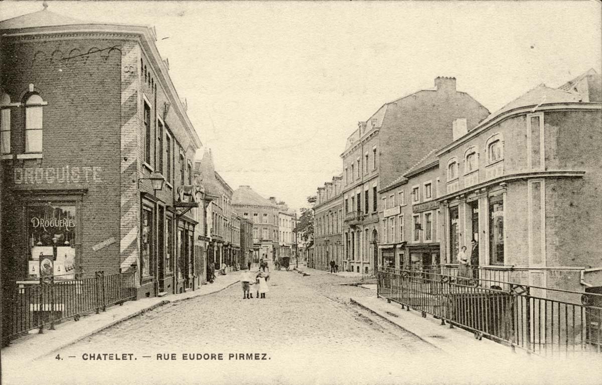 Châtelet. Rue Eudore Pirmez, Drogueries, 1906