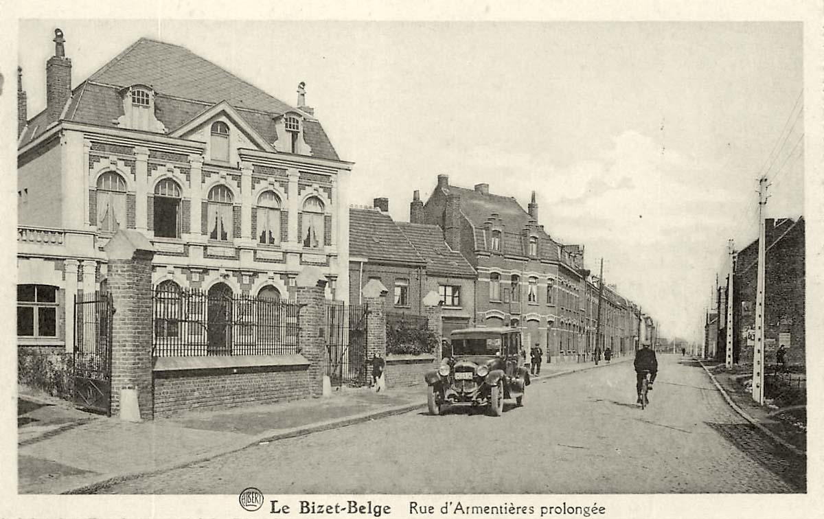 Comines-Warneton (Komen-Waasten). Le Bizet-Belge - Rue d'Armentières prolongée
