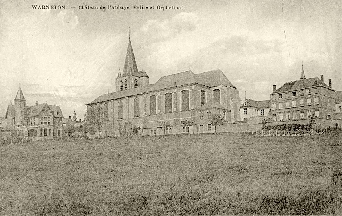 Comines-Warneton (Komen-Waasten). Château de l'Abbaye, église et Orphelinat, 1900