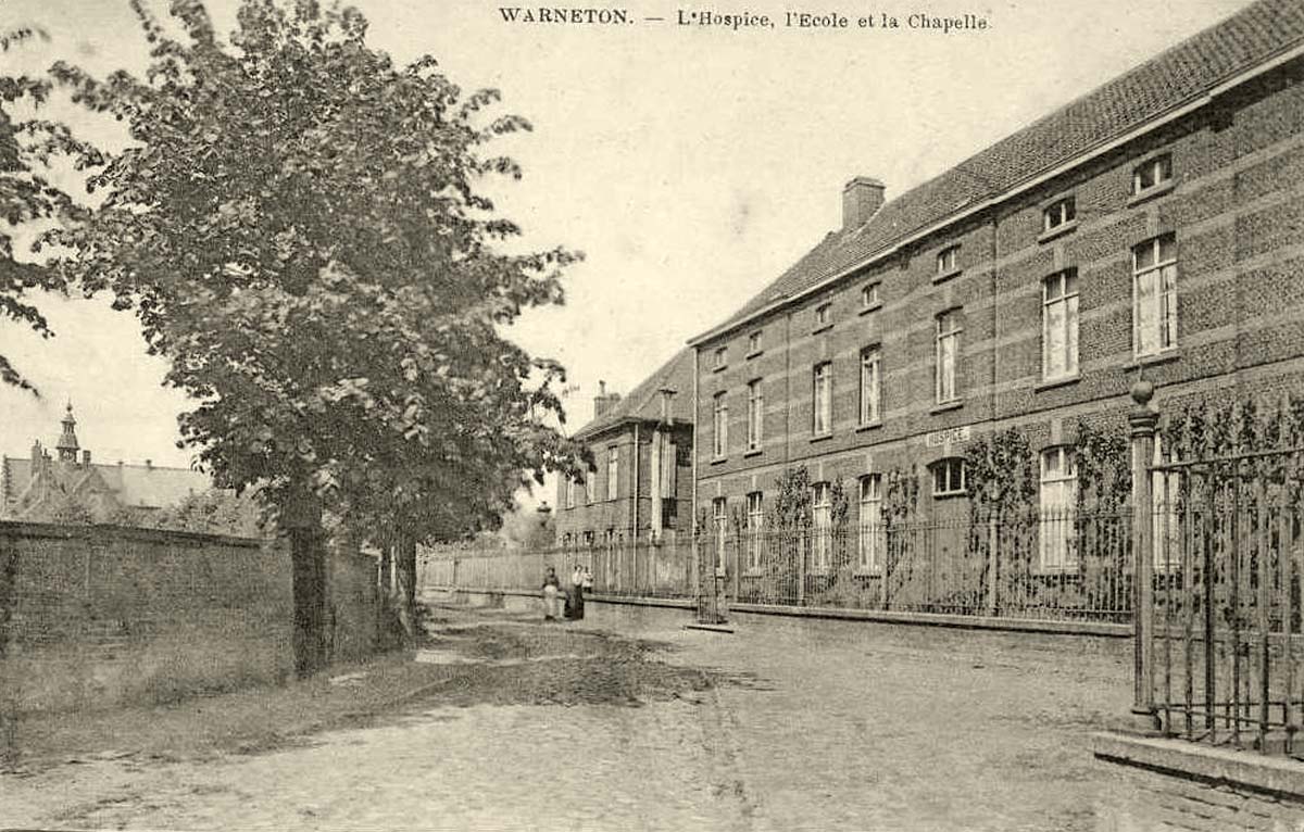 Comines-Warneton (Komen-Waasten). L'Hospice, l'École et la Chapelle, 1900