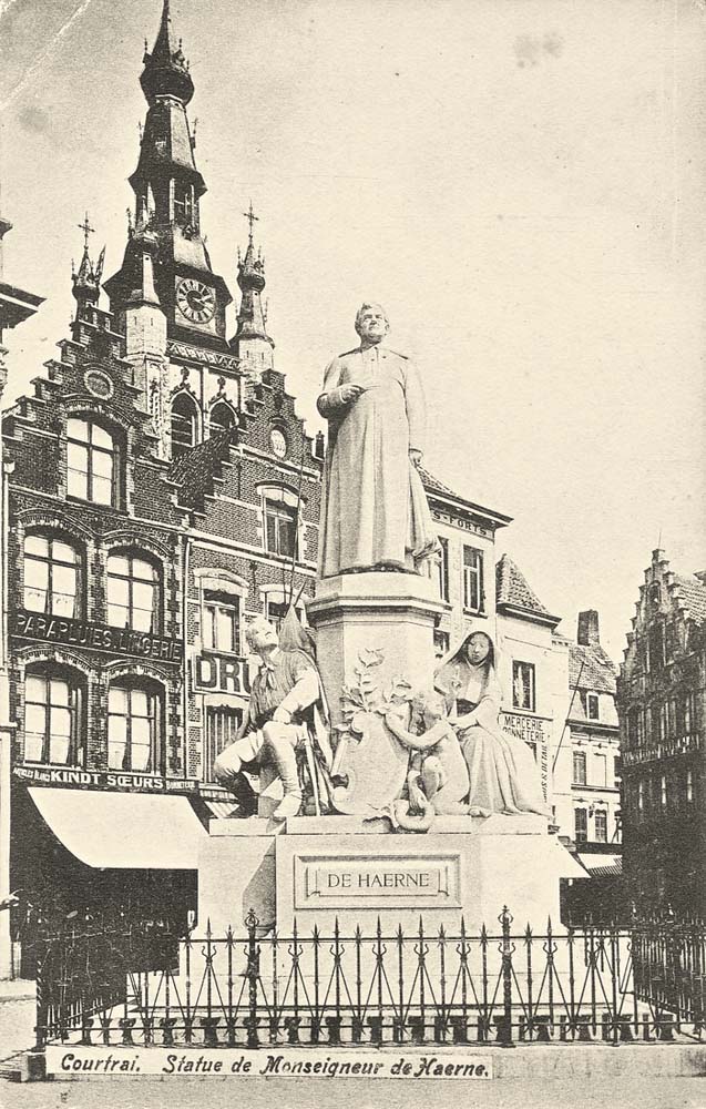 Kortrijk (Courtrai). Statue de Monseigneur de Haerne, 1907
