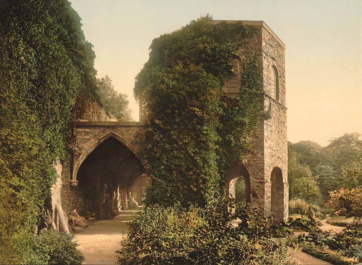 Ghent (Gand). Abbaye de St. Bavon, la vieille tour, 1890
