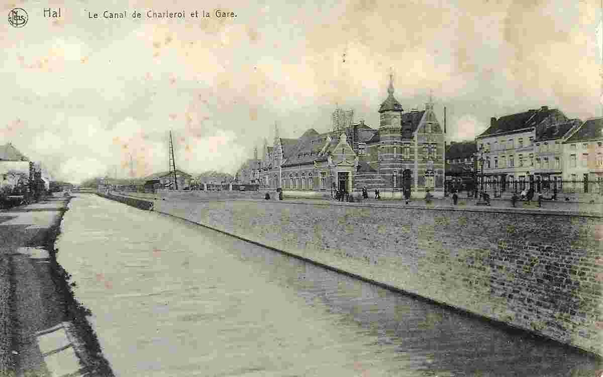 Halle. Charleroi Canal and the Railway Station, 1919