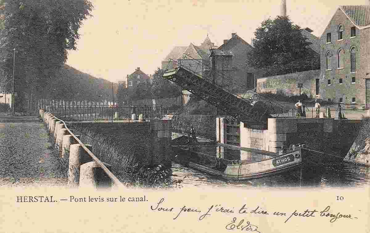 Herstal. Drawbridge over the canal, 1904