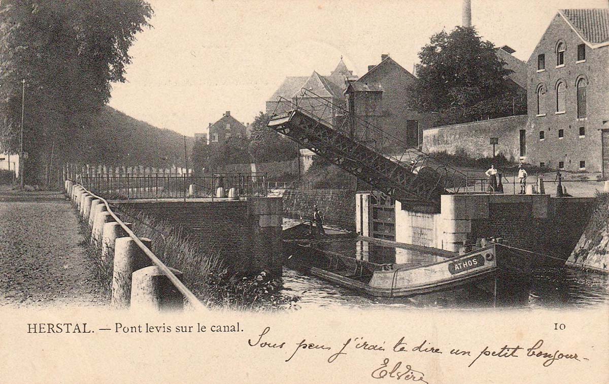 Herstal. Drawbridge over the canal, 1904