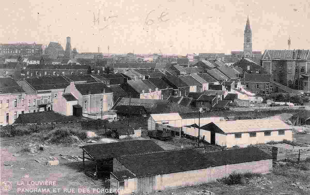 La Louvière. Panorama de Ville et Rue des Forgerons, 1938