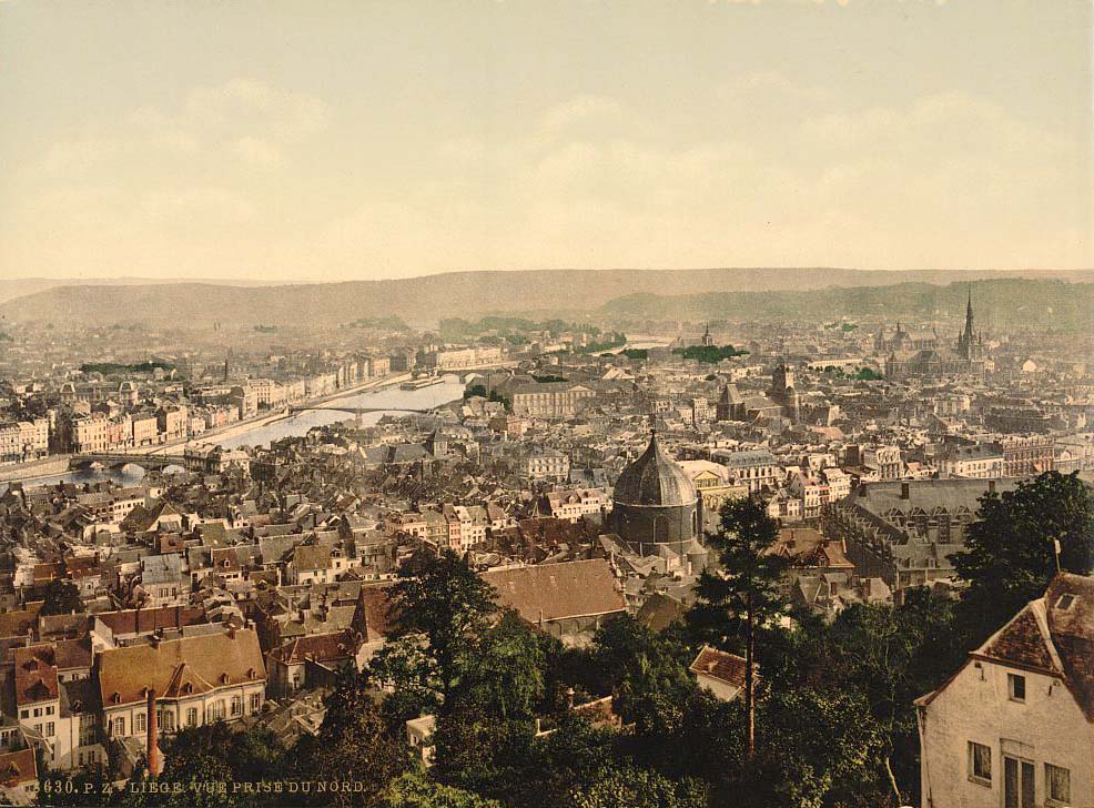 Liège. Panorama de la ville depuis le nord, 1890