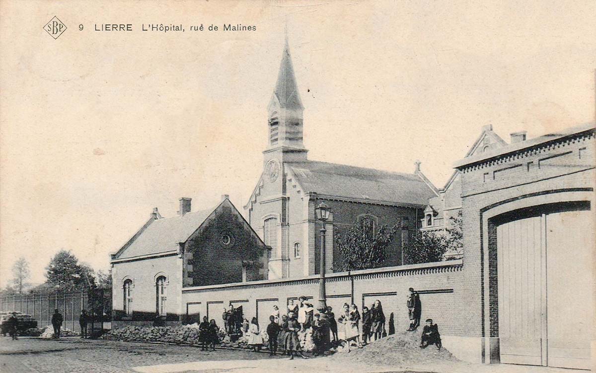 Lier (Lierre). Hospital, Maline street, Church, 1909