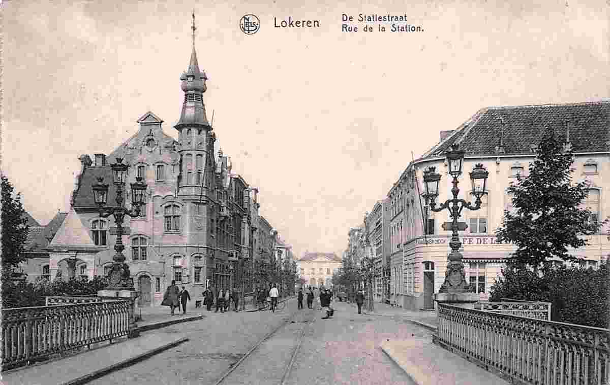 Lokeren. View to Station street from bridge