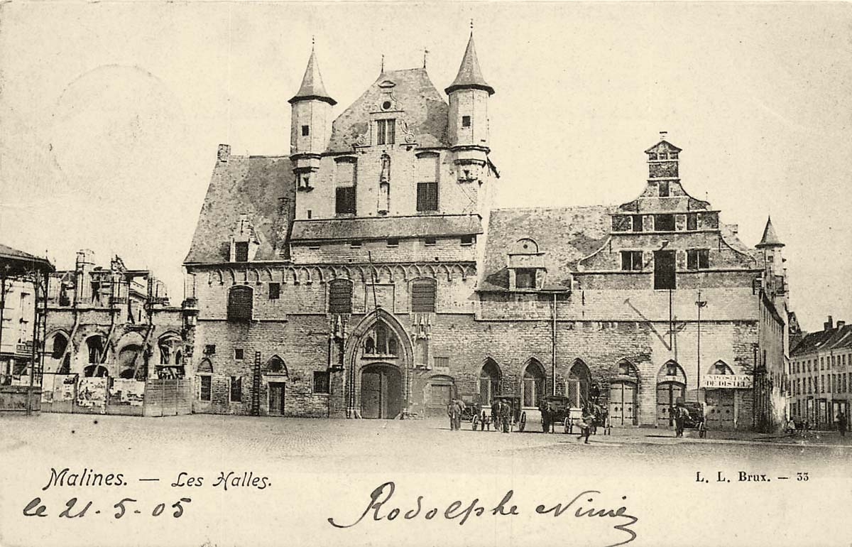 Malines (Mechelen, Mecheln). Les Halles, 1905