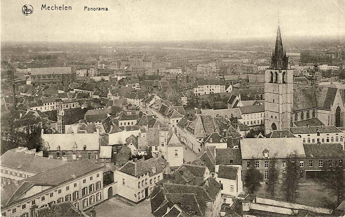 Malines (Mechelen, Mecheln). Panorama de Ville - Panorama van de stad