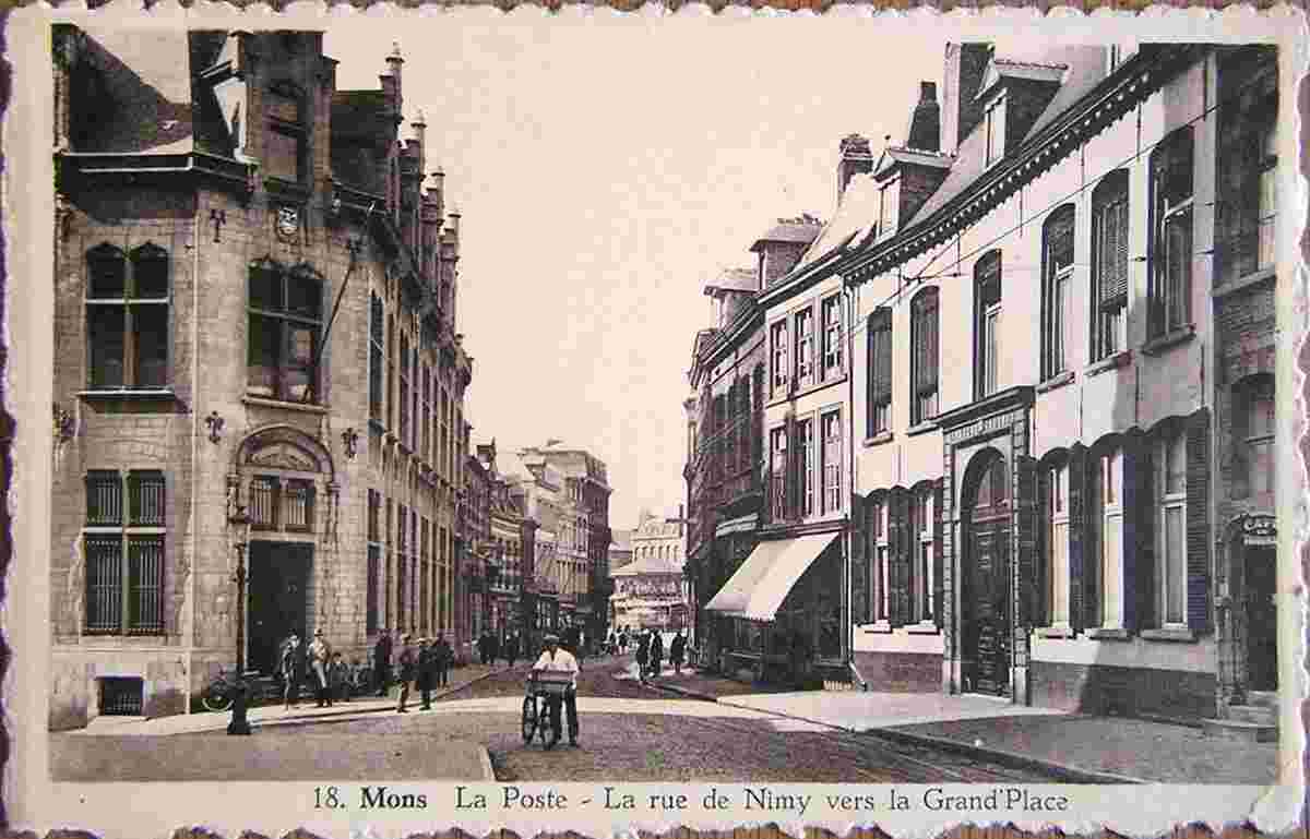 Mons. La Poste et la Rue de Nimy vers la Grand Place
