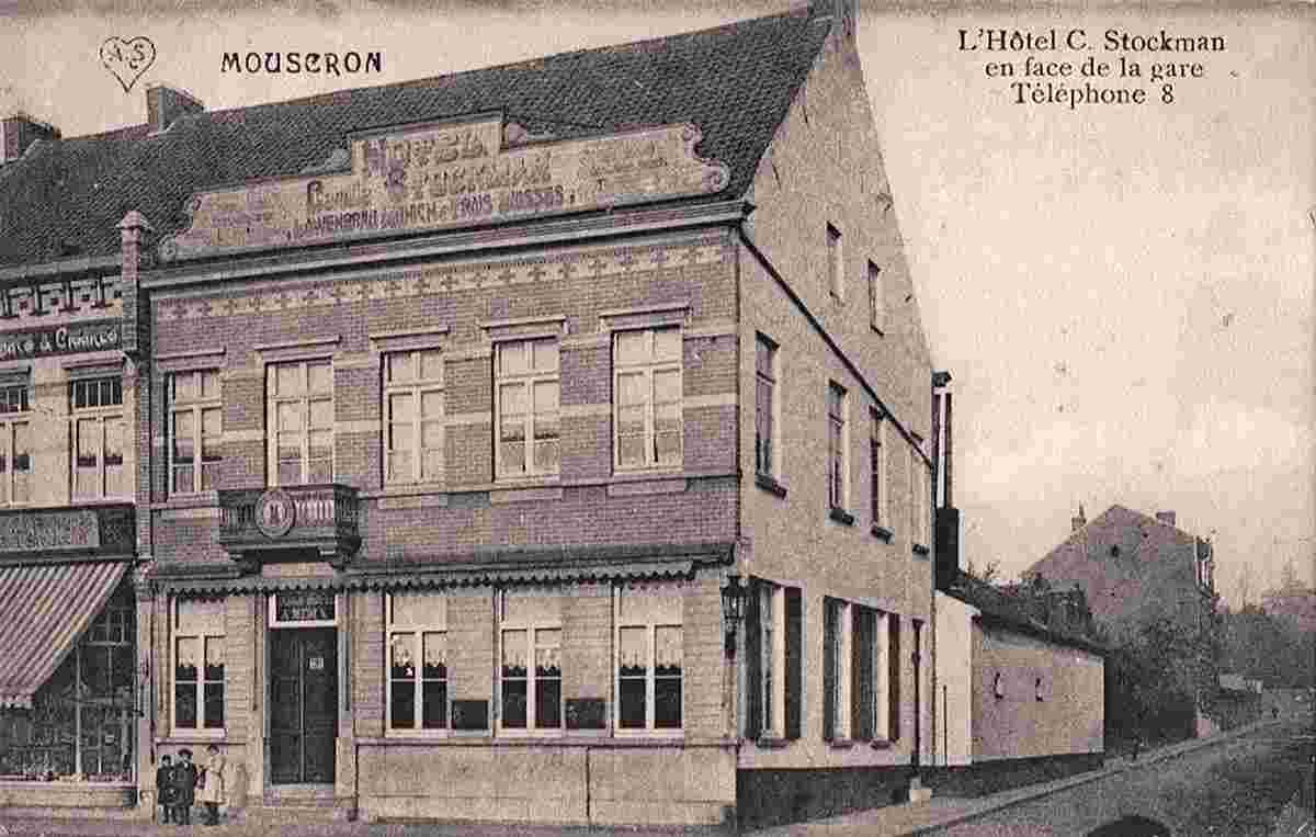 Mouscron. Hotel C. Stockman, opposite the Railway station, 1919