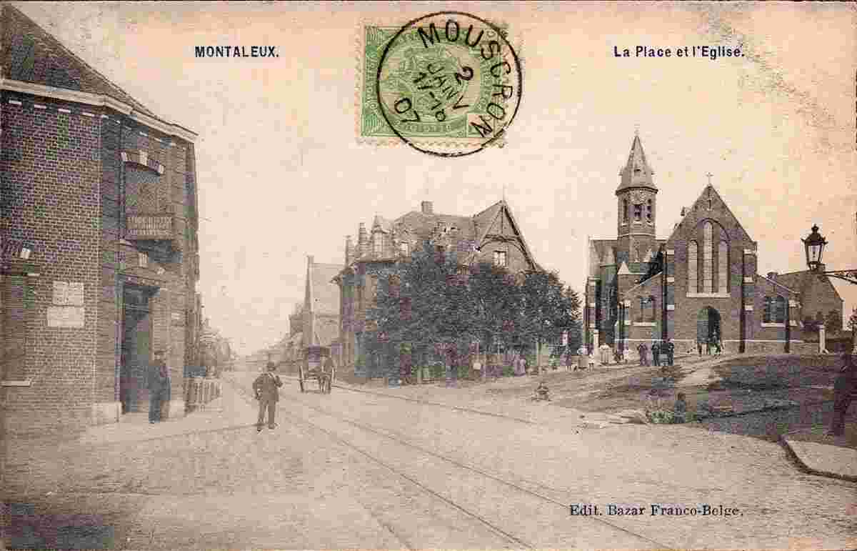 Mouscron. Square and Church, 1907