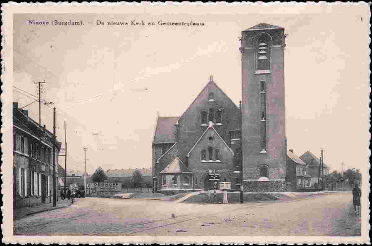 Ninove. New Church and Municipality Square, 1938
