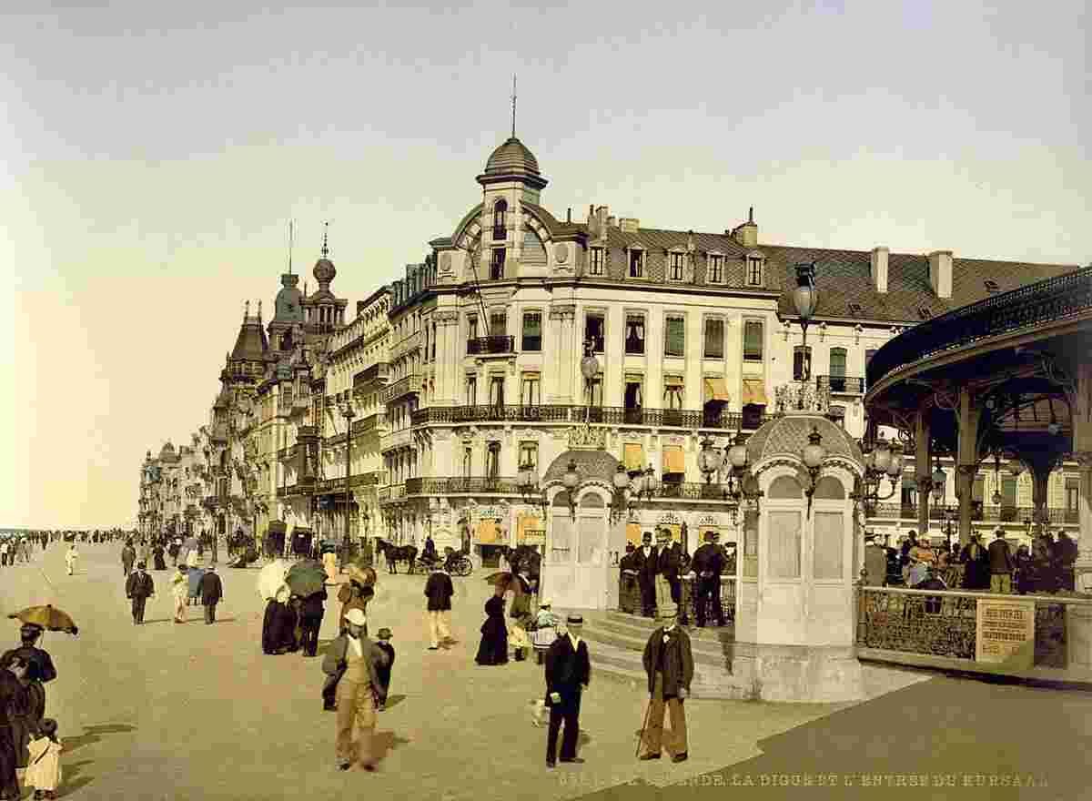 Ostende. La Digue et l'entrée du Kursaal, 1890
