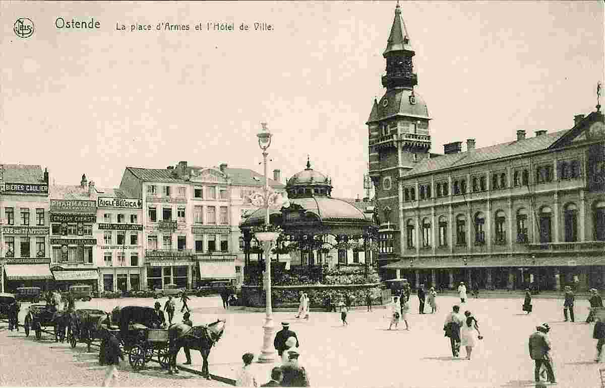Ostende. La Place d'Armes et Hôtel de Ville